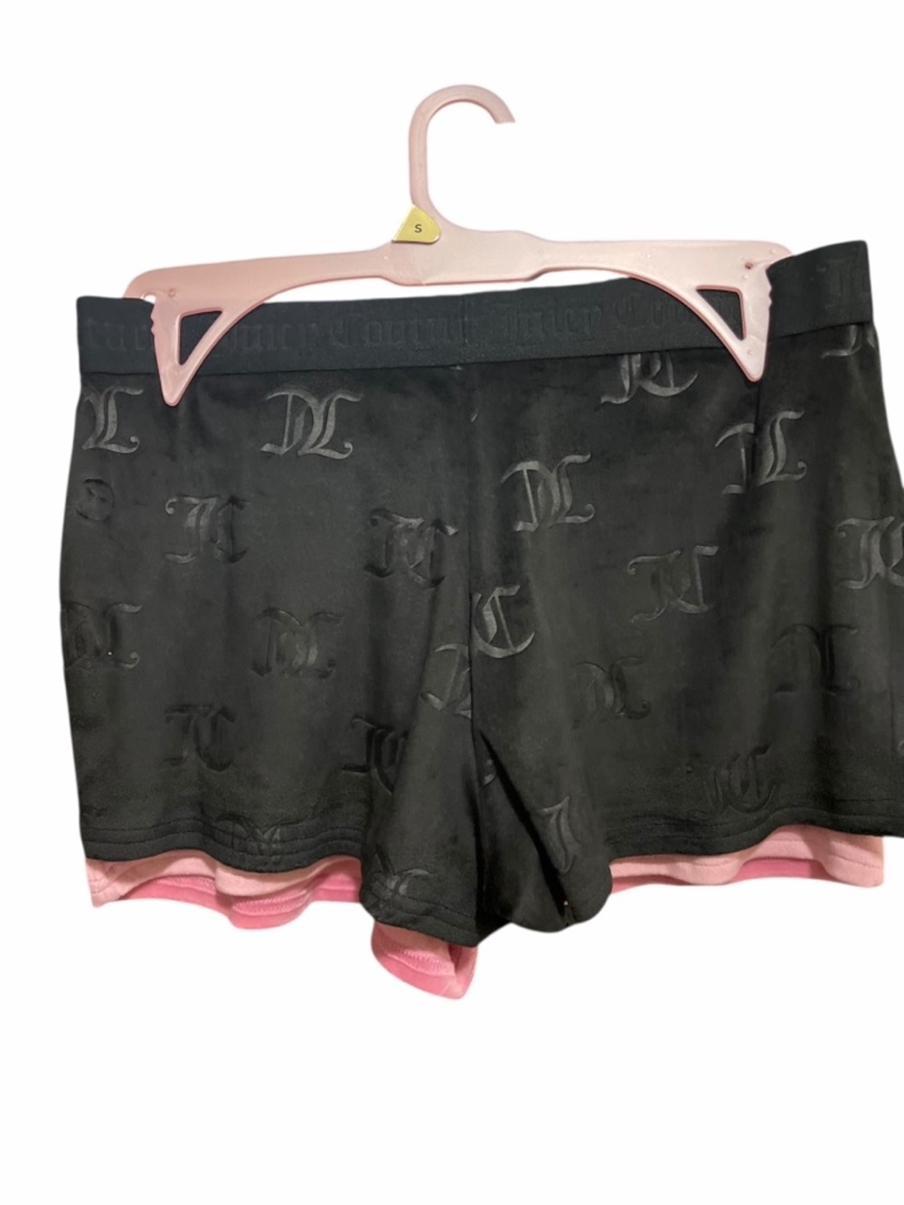 Set of Juicy Couture Pink Rhinestone & Black Logo Lounge Shorts